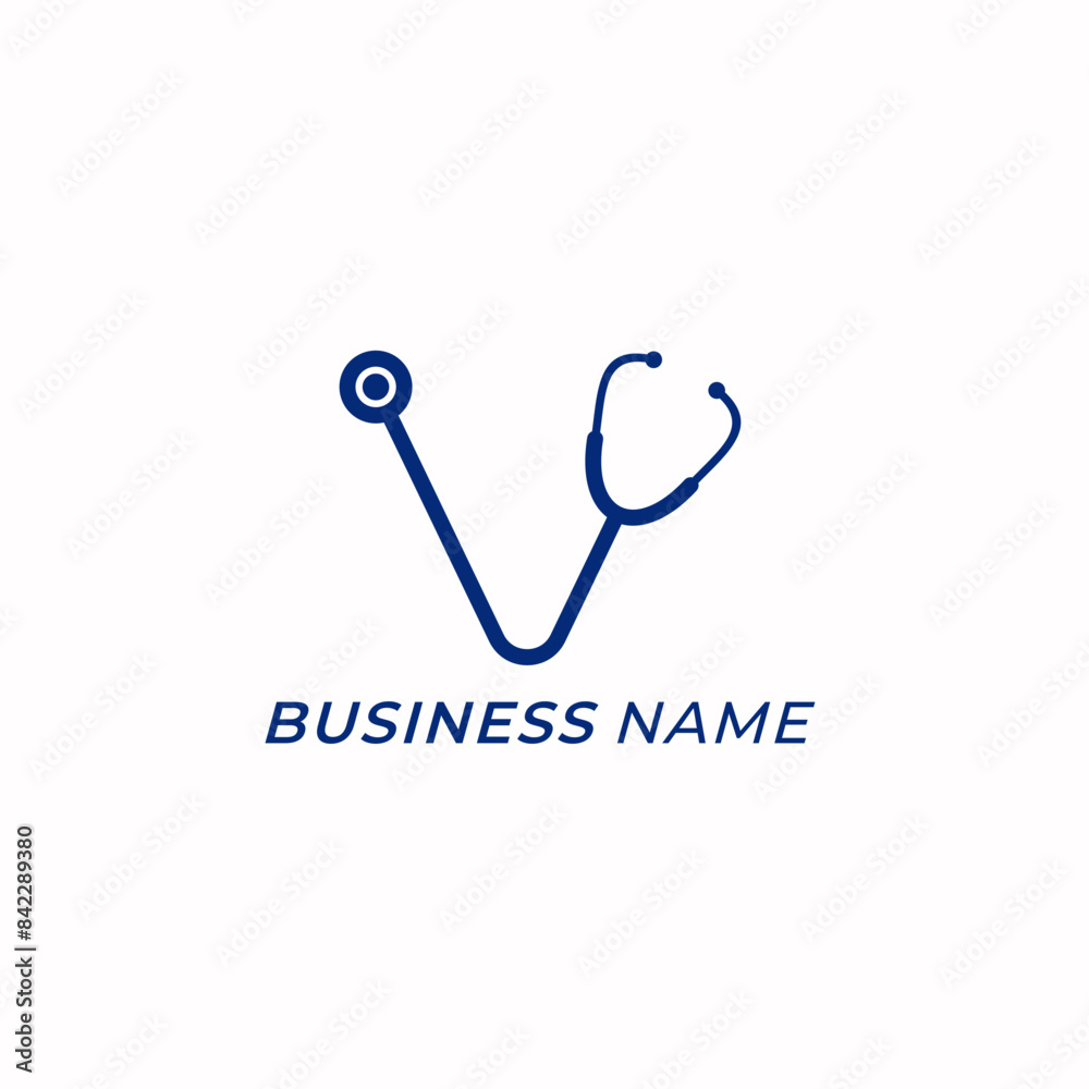 design logo creative letter V and stethoscope design logo creative letter V and stethoscope