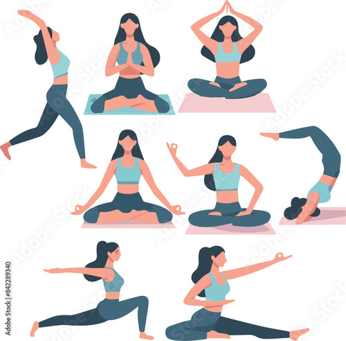 yoga poses on a white background