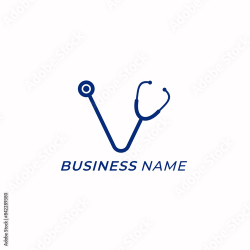 design logo creative letter V and stethoscope