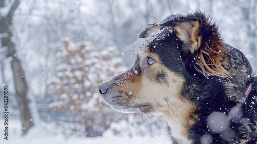 dog portrait outdoor in winter : Generative AI