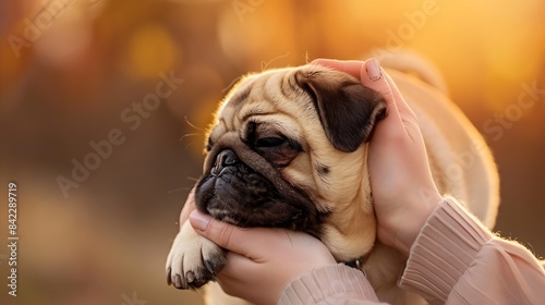 Stroking a pug on hands : Generative AI