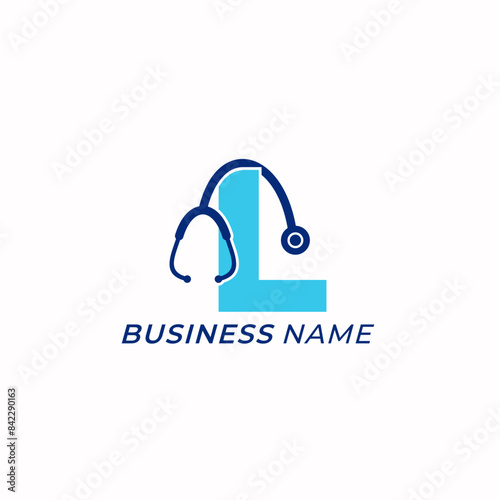 logo design creative letter L and stethoscope