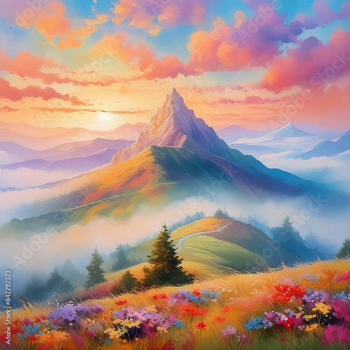 Misty Solitude, A Dreamy Mountain Landscape