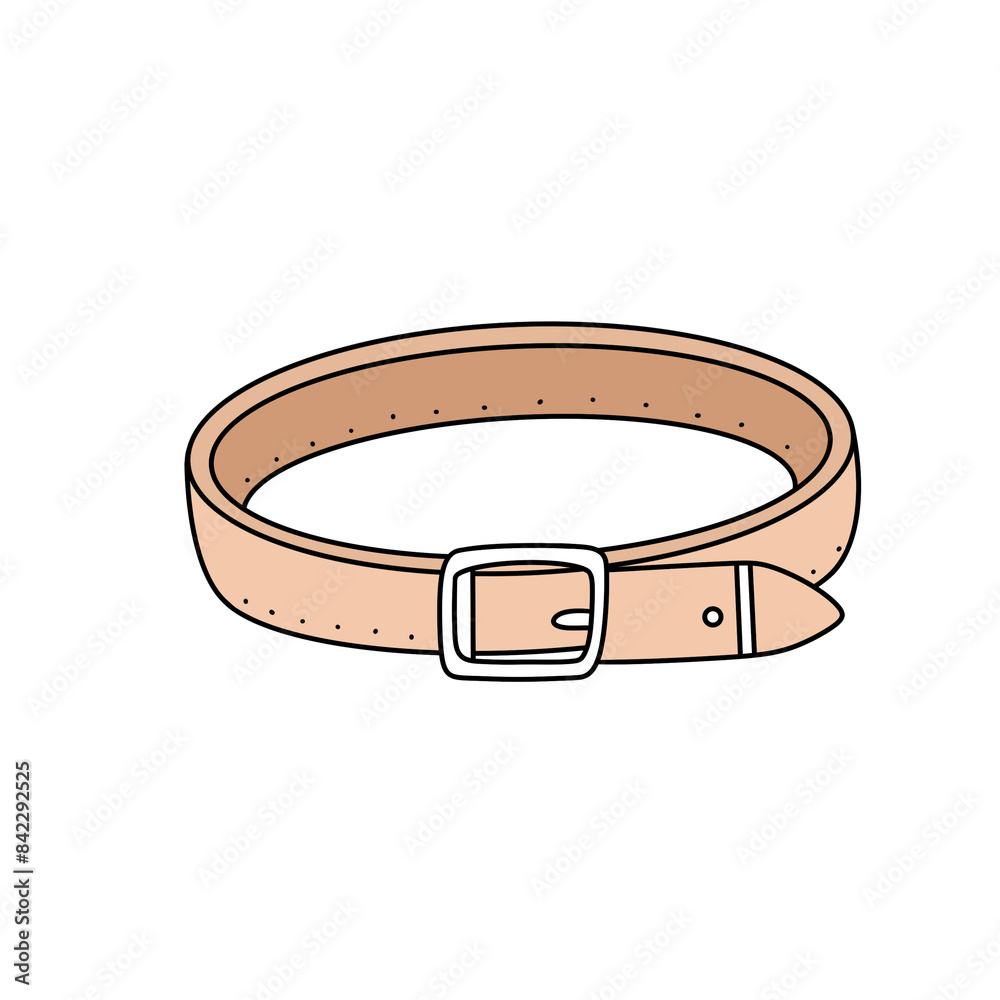 A belt with a buckle is shown on a white background