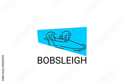 Bobsleigh sport vector line icon. sportman with sleigh, equipment sign. sport pictogram illustration