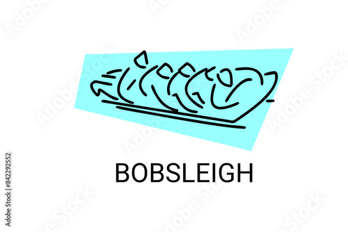 Bobsleigh sport vector line icon. sportman with sleigh, equipment sign. sport pictogram illustration