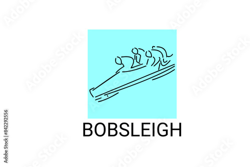 Bobsleigh sport vector line icon. sportman with sleigh, equipment sign. sport pictogram illustration