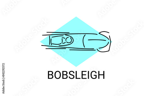 Bobsleigh sport vector line icon. sportman with sleigh, equipment sign. sport pictogram illustration