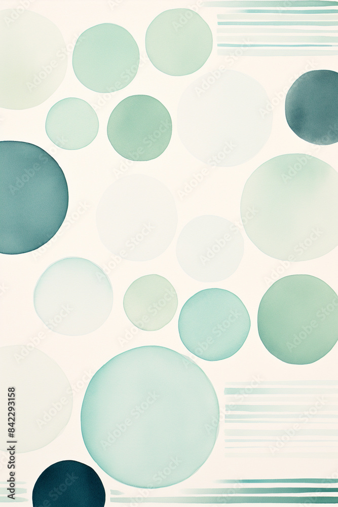 Abstract watercolor background featuring green and teal circles with a white backdrop, creating a mesmerizing design. Abstract watercolor background featuring green and teal circles with a white backdrop, creating a mesmerizing design.