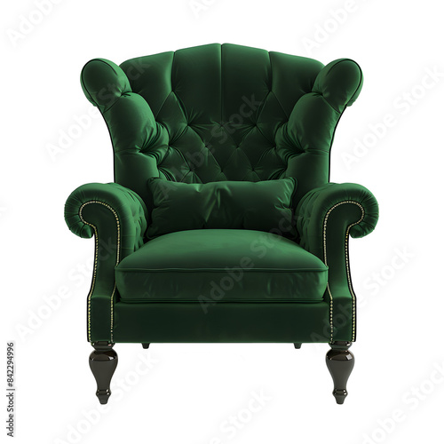 Comfortable armchair on transparent background, Interior element,Classic armchair isolated,Stylish comfortable armchair isolated on transparent background.A velvet armchair, Ai generated