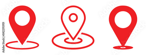 Location icon set. Flat icon set of location and map pins. Map pin place marker. Location pointer icon symbol in flat style. Position symbol.