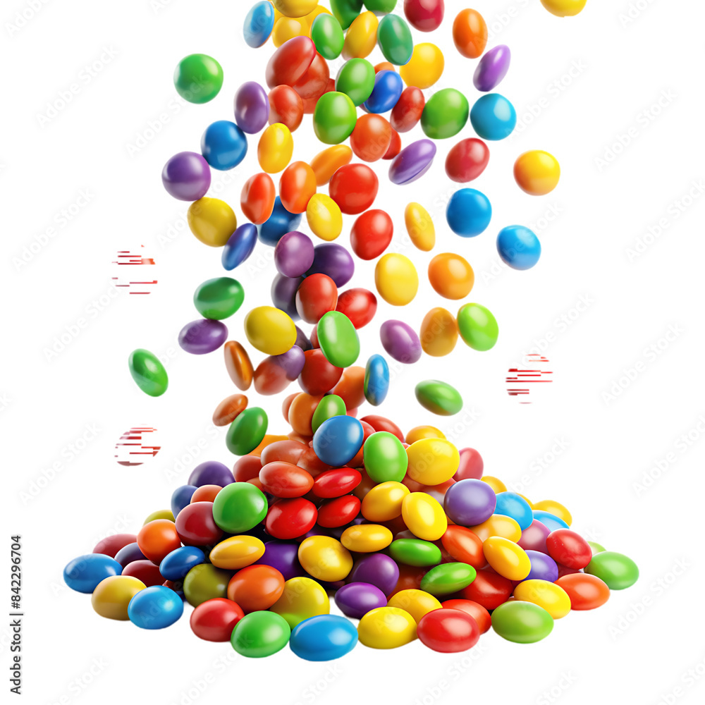 Obraz premium colorful rainbow candy falling isolated transparent background