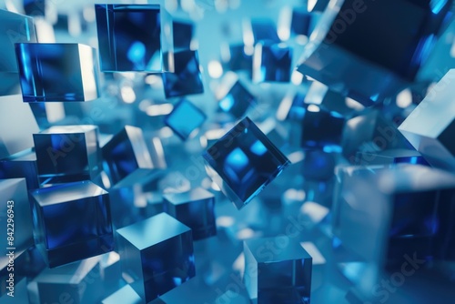 Blue Cubes Floating in Air,