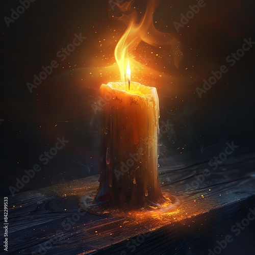 A candle that never melts, its flame a constant source of light and warmth in any darkness photo