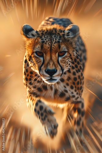 Cheetah racing across a digital plain