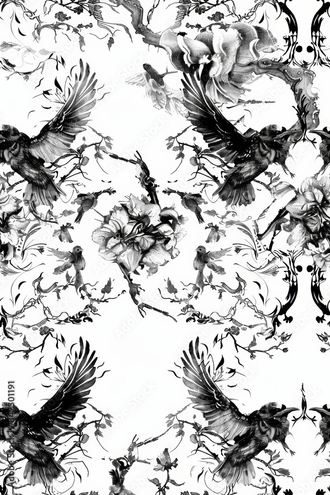 A seamless repeating pattern in black and white A seamless repeating pattern in black and white
