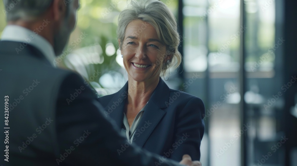 Fototapeta premium Business handshake between woman and man