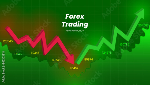 Forex trading market up and down concept background