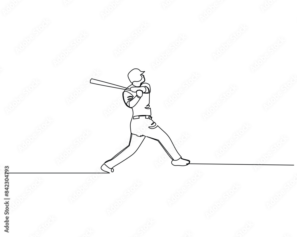 Continuous single line drawing of batters hit the ball very well. baseball tournament event . Design illustration Continuous single line drawing of batters hit the ball very well. baseball tournament event . Design illustration