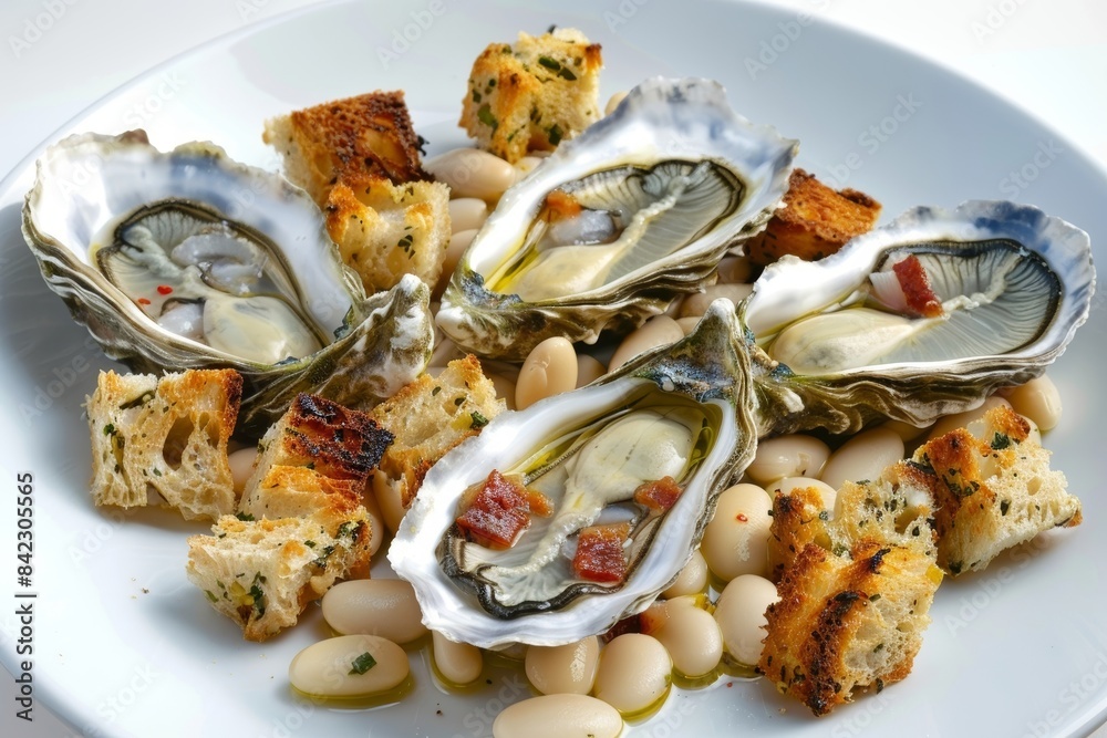 Baked Oysters with Ciabatta Crouton and Olive Oil Baked Oysters with Ciabatta Crouton and Olive Oil