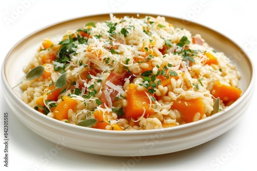 Delicate Butternut Squash Risotto with Zesty Lemon, Pancetta, and Parsley