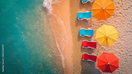 Sandy Serenity, Beach Chairs and Umbrella from Above