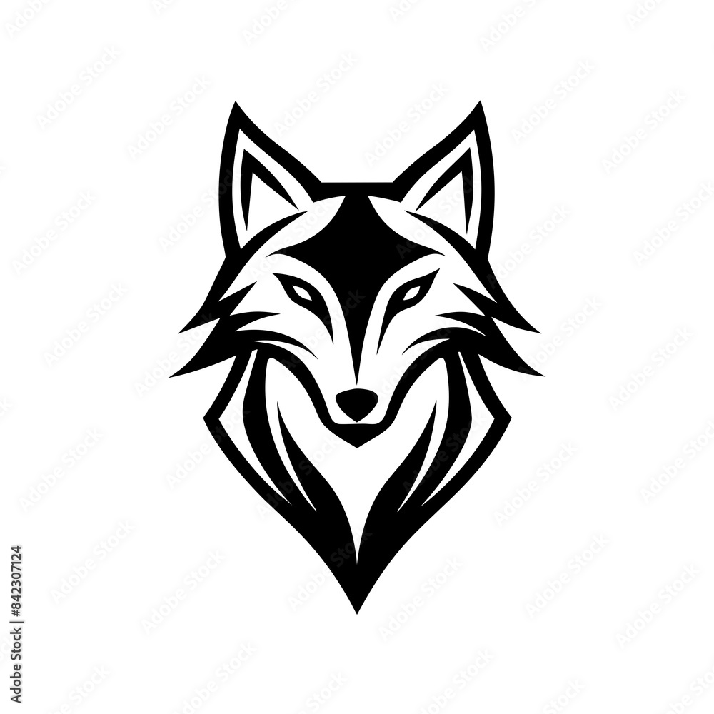 Fototapeta premium Minimalist golden wolf logo vector art illustration icon