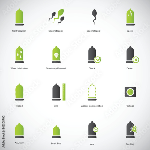 Condom icon set. Safe sex icon vector illustration.	