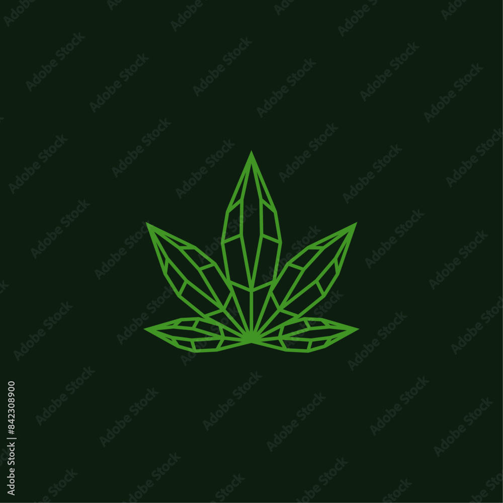 Geometric Minimalist Cannabis Logo Design Vector Geometric Minimalist Cannabis Logo Design Vector