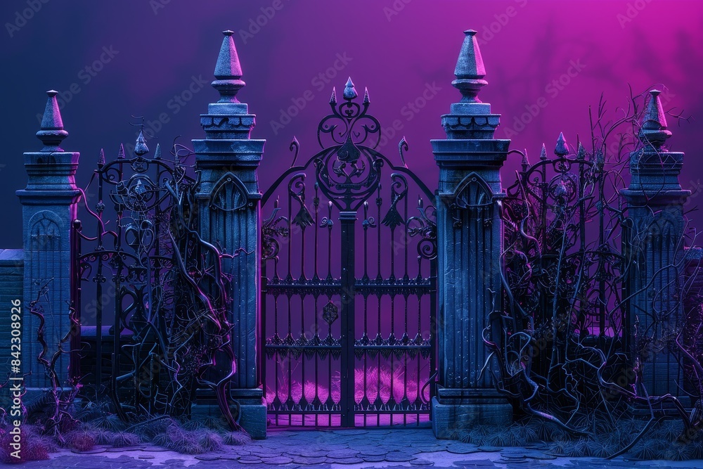 Fototapeta premium A gate with a castle in the background