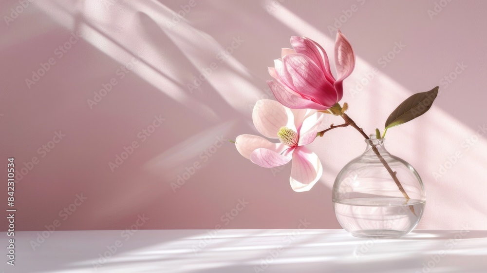 Pink flower in glass vase Pink flower in glass vase