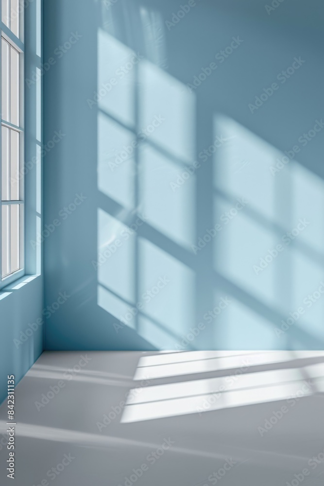 Room with window and blue wall Room with window and blue wall