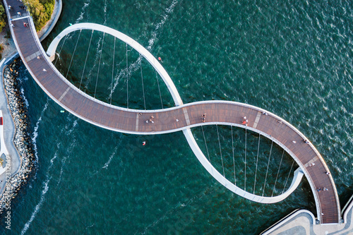 Aerial view of Elizabeth Quay Bridge, Perth, Western Australia, Australia photo