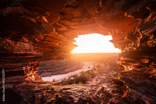 Nature's window at sunrise, Kalbarri National Park, Western Australia photo