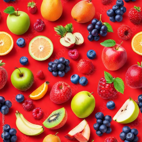 A colorful display of a variety of fruits. AI is created