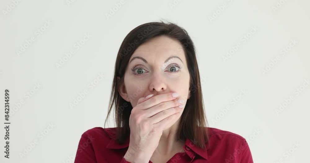 Portrait of woman expresses shock and amazement Portrait of woman expresses shock and amazement