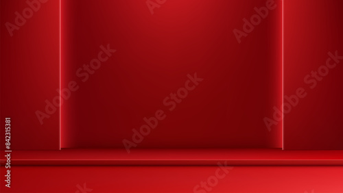 3D Red Stage Podium with Sp...