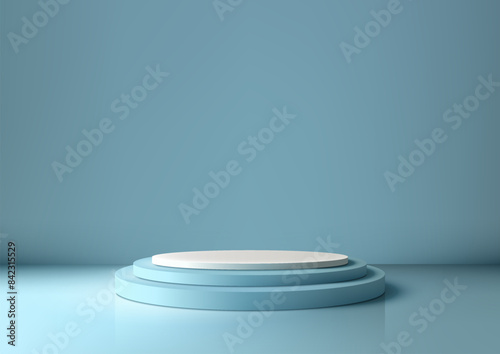 3D blue podium stair with a...