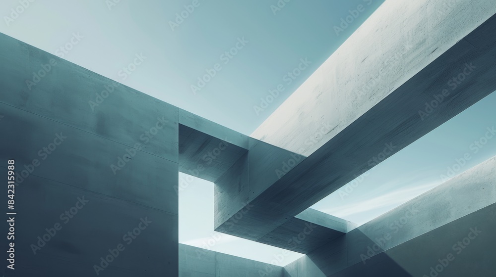 Fototapeta premium Minimalistic Abstract Architecture Desktop Wallpaper, Geometric Shapes, Monochromatic color, Modern Simplicity, banner design, brochure, pattern design, web, wallpaper, background template