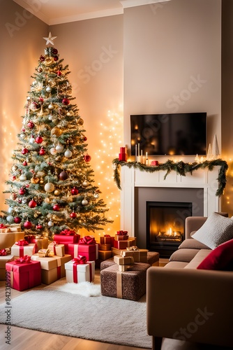 living room decorated for Christmas © RORON