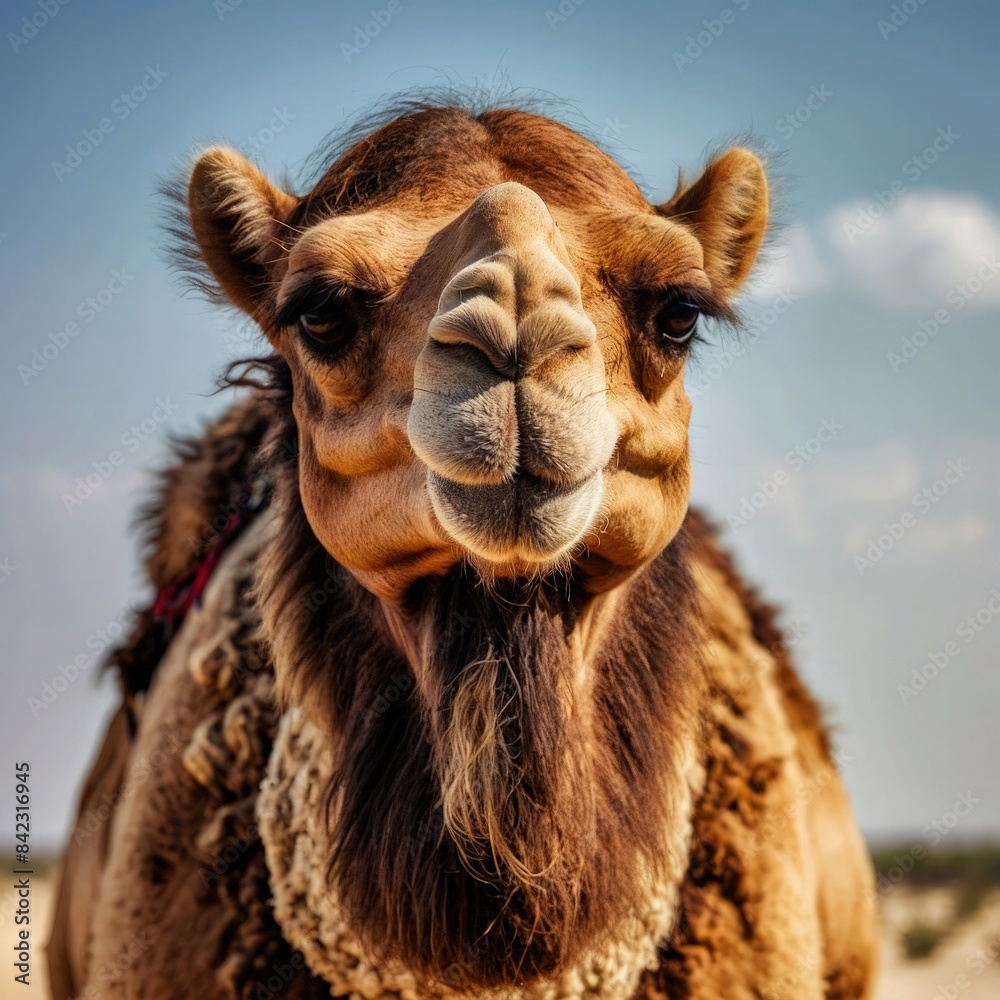 Fototapeta premium A Camel with an Arid Desert Background