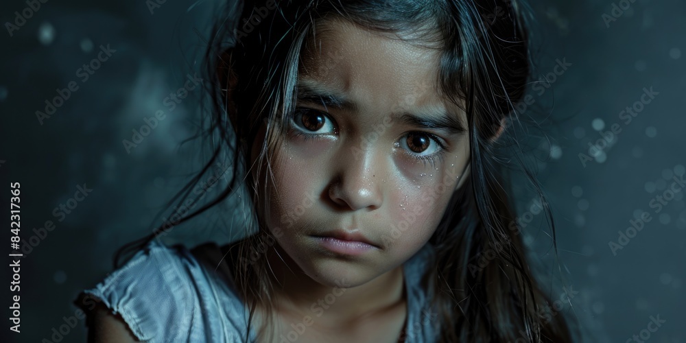 Little Girl with Sad Expression Little Girl with Sad Expression
