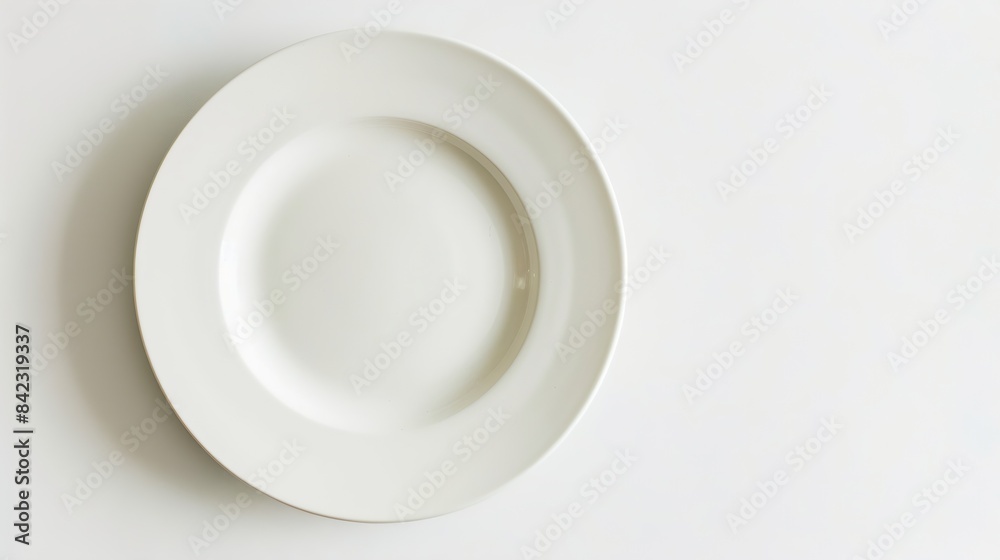 Empty ceramic plate isolated on white top view : Generative AI Empty ceramic plate isolated on white top view : Generative AI