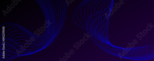  Vector abstract light lines wavy flowing dynamically in blue-green and red colors isolated on a black background. 