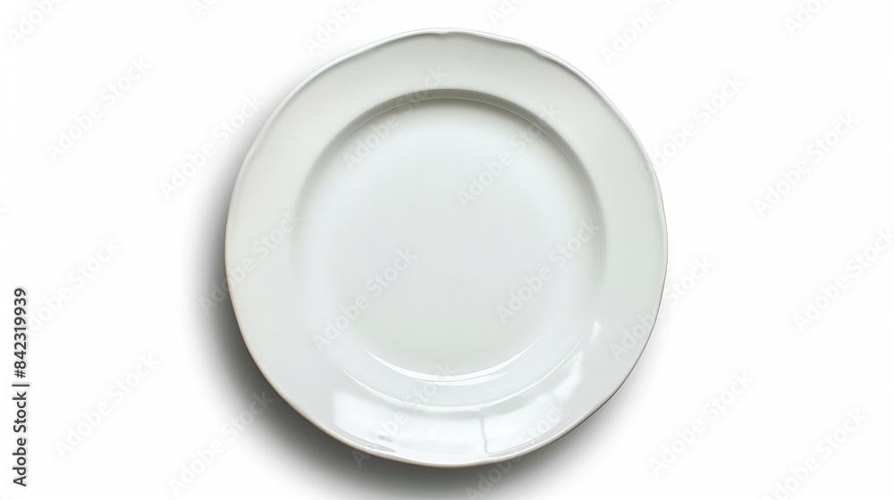 Empty ceramic plate isolated on white top view : Generative AI Empty ceramic plate isolated on white top view : Generative AI