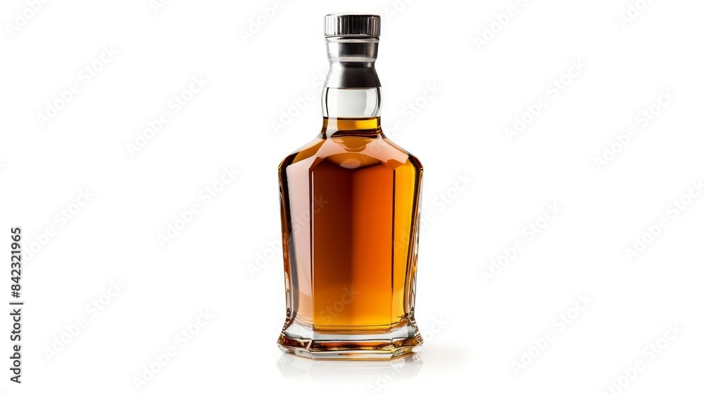 Closed bottle of cognac on a white background. Closed bottle of cognac on a white background.