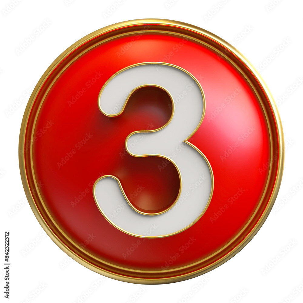 Button 3D Number 3 Button 3D Number 3