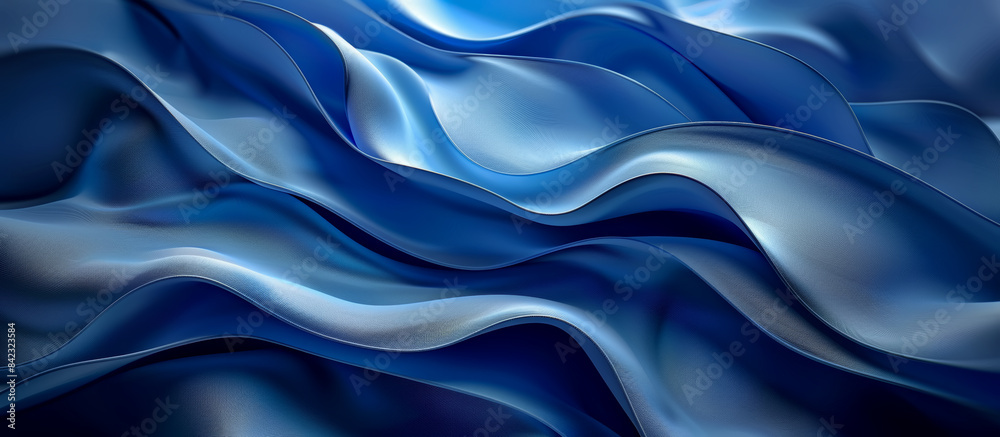 Obraz premium Abstract design with smooth blue fabric waves creating an impression of fluidity