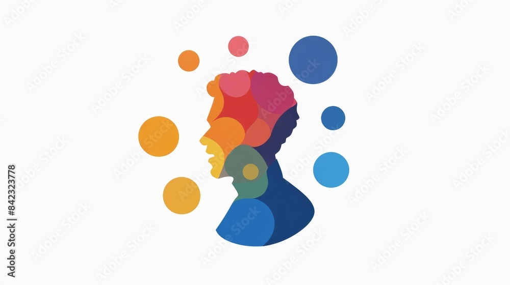 Isolated on a white background there is a vibrant icon featuring a man speaking Isolated on a white background there is a vibrant icon featuring a man speaking