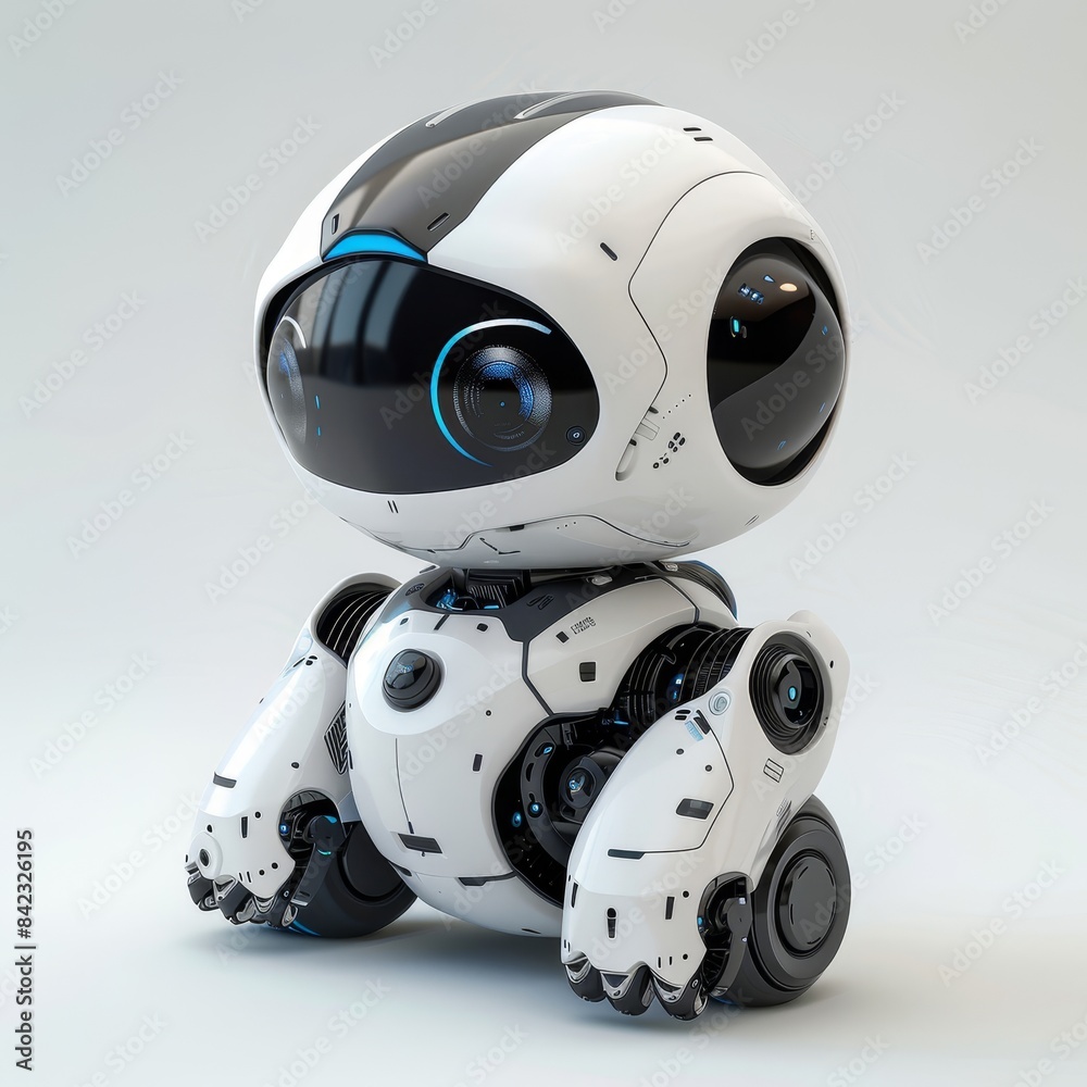 white robot sitting on top of a white surface white robot sitting on top of a white surface